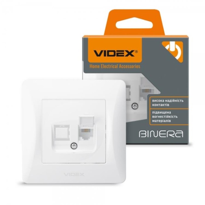 купить купить Розетка CAT3 одинарная телефонная белая VIDEX BINERA  