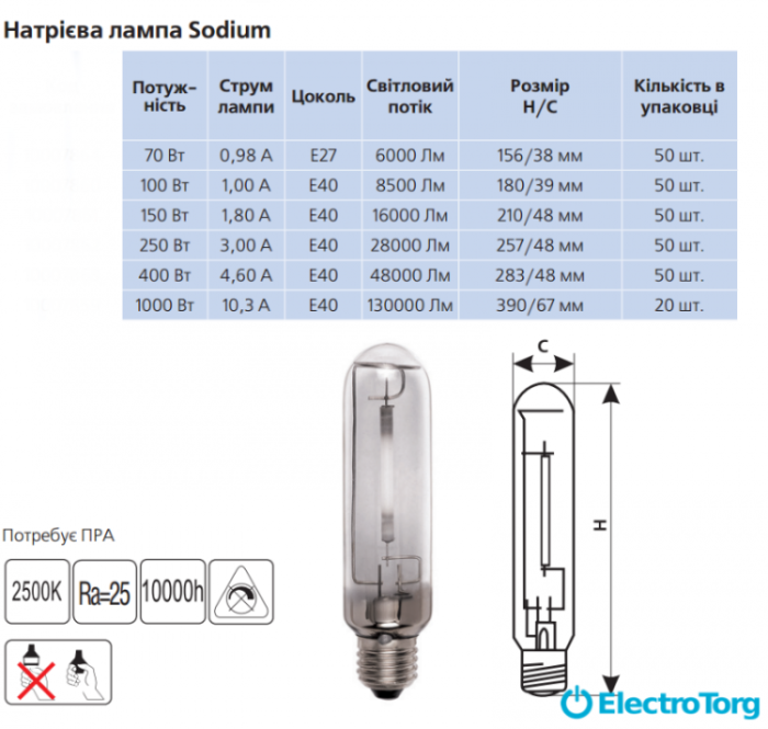 купить купить Лампа натриевая DELUX SODIUM 400Вт Е40  