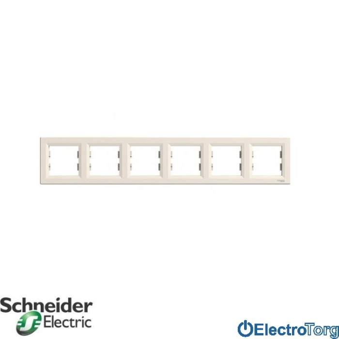 Рамка 6-постовая горизонтальная кремовая Asfora Schneider Electric (Шнайдер Электрик)