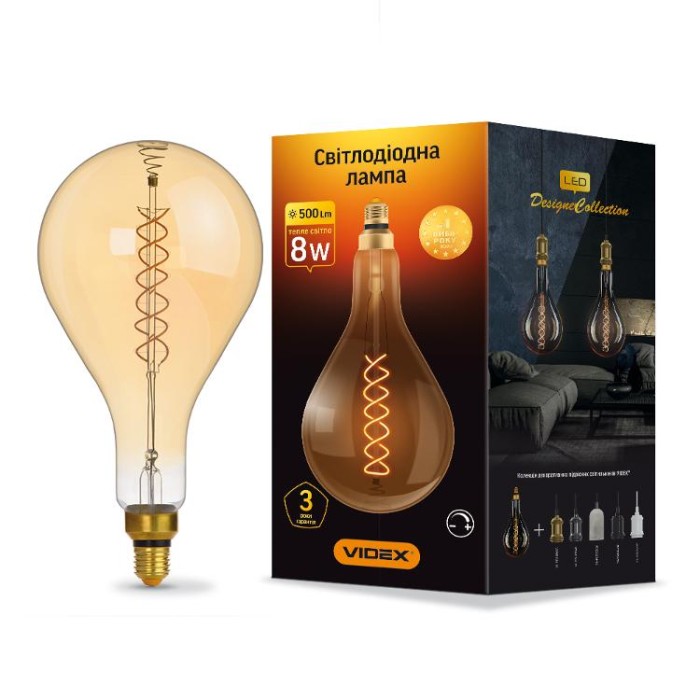купить купить LED лампа VIDEX Filament PS160FASD 8W E27 2200K дімерна бронза  