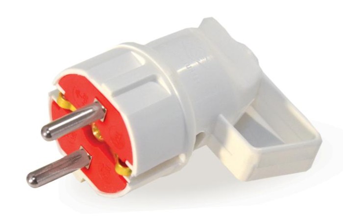 Вилка з/з, 16А, з ручкою, біла, AY-KA, (77 116 00)