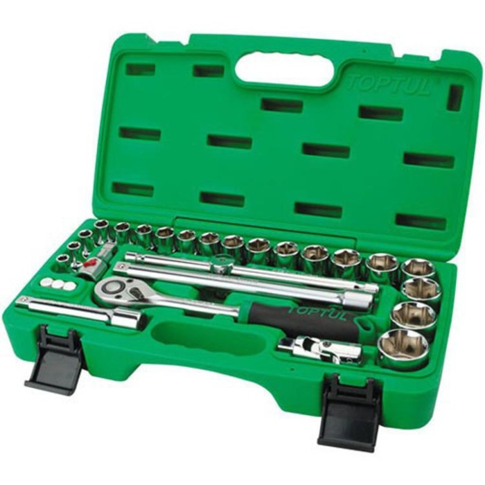 Набор инструмента в чемодане TOPTUL 1/2&amp;quot;  28ед. со светящимся переходником GCAI2801