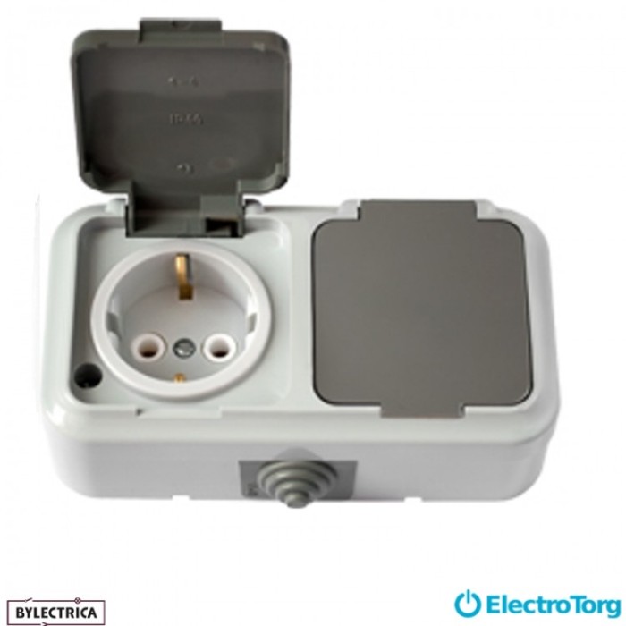 купить купить Розетка 2-я с з/к IP-54 Пралеска Аква РА 16-303 (03)  BYLECTRICA  