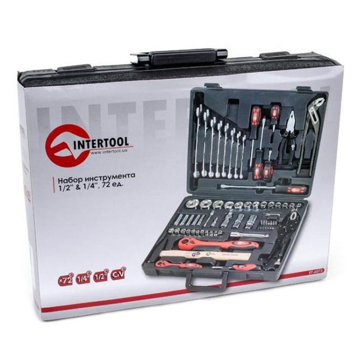 купить купить Профессиональный набор инструмента 1/2&quot;&amp;1/4&quot;72 ед. INTERTOOL ET-6073  