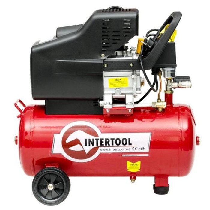 купить купить Компрессор 24 л, 1.5 кВт, 220 В, 8 атм, 206 л/мин. INTERTOOL PT-0009  