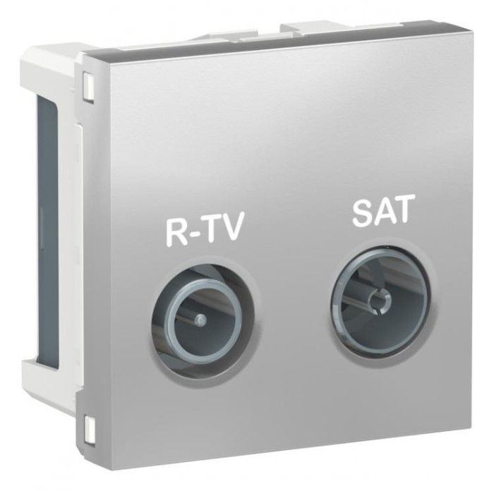купить купить Розетка R-TV SAT одинарная 2 модуля алюминий Unica New Schneider Electric (Шнайдер Электрик)  
