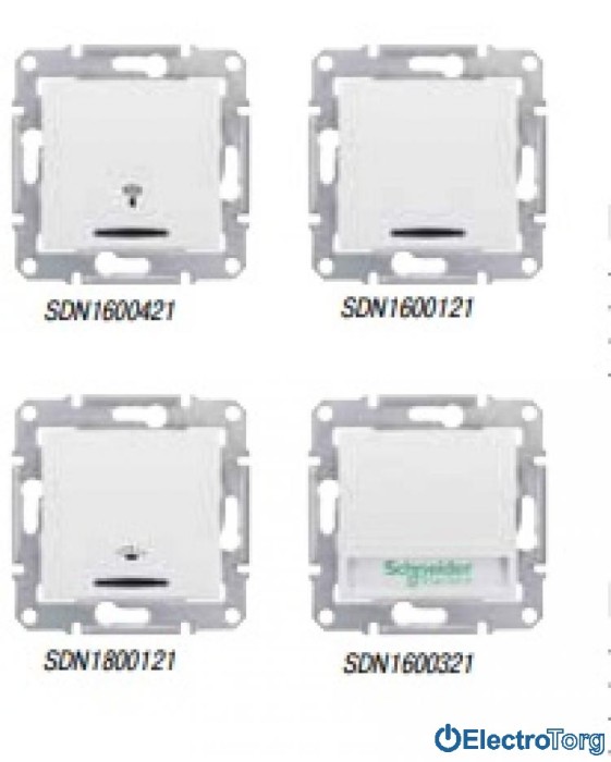 Кнопочный выключатель с символом лампы с подсветкой белый Sedna Schneider Electric (Шнайдер Электрик)