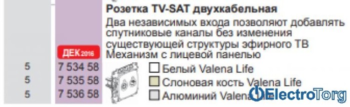 купить купить Механизм розетки телевизионной TV-SAT 2-х кабельный с топологией звезда алюминиевый Valena LIFE Legrand  