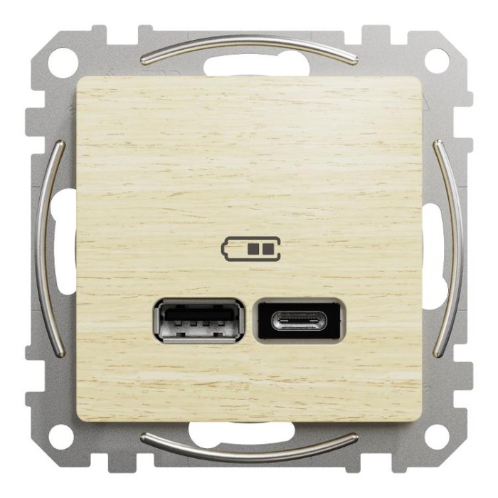 Подвійна USB розетка типу А+С, 2,4 А, Береза Sedna Elements Schneider Electric