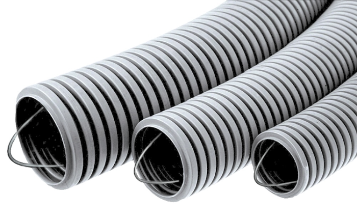 Гофротруба ПВХ з зондом &amp;quot;СВІТ-БУД електро&amp;quot; d 20 мм, негорюча,  сіра, (1м)