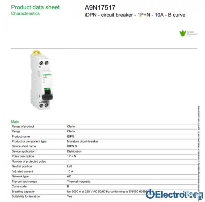 купить купить автоматический выключатель iDPN N 6кА 10A B Schneider Electric  