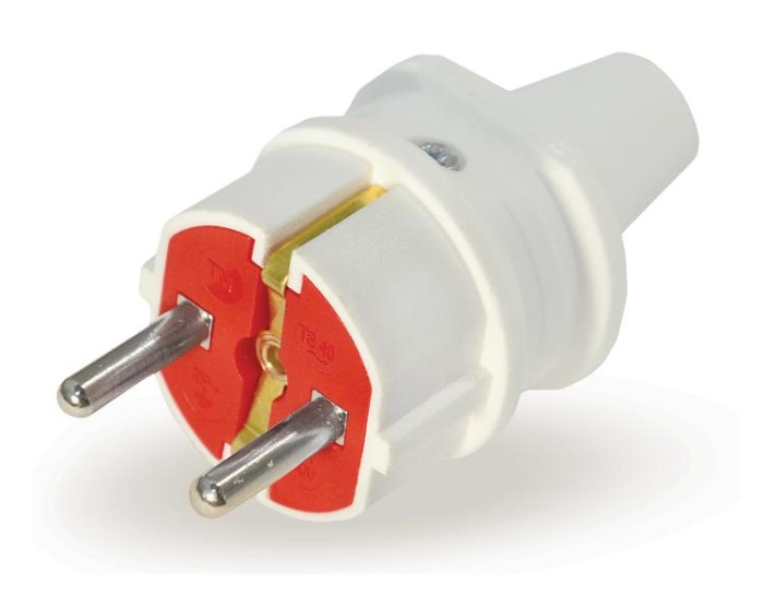 Вилка з/з, 16А, біла, AY-KA, (77 115 00)