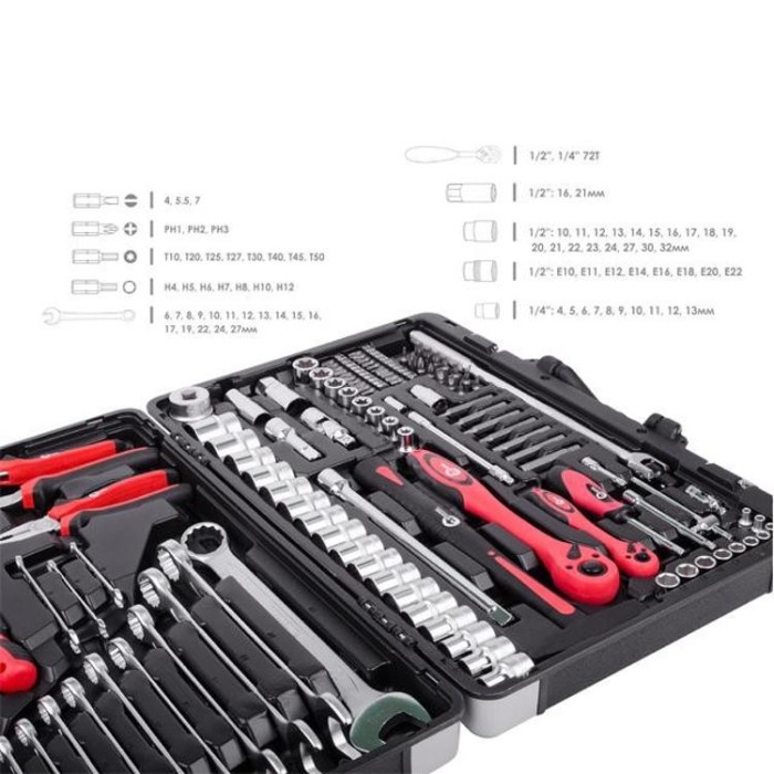 купить купить Профессиональный набор инструментов 1/4&quot;&amp;1/2&quot;; 119 ед INTERTOOL ET-7119  