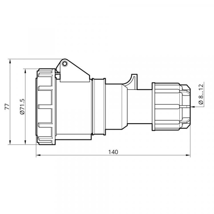 Розетка переносна 2132 16А 220В 2Р+Е IP67 Argent TAKEL