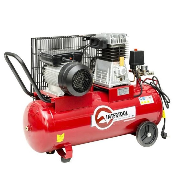 купить купить Компрессор 50 л, 1.8 кВт, 220 В, 8 атм, 233 л/мин. INTERTOOL PT-0011  