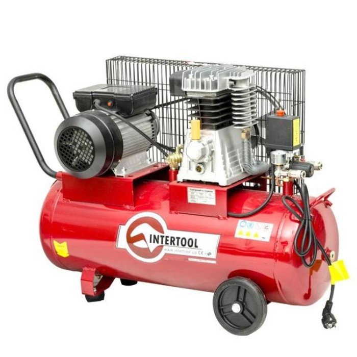 купить купить Компрессор 50 л, 1.8 кВт, 220 В, 8 атм, 233 л/мин. INTERTOOL PT-0011  
