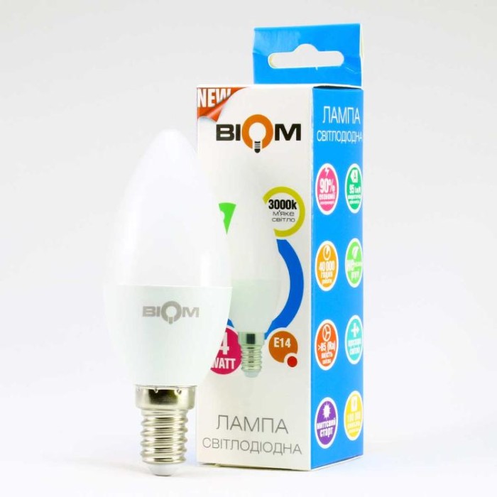 купить купить Светодиодная лампа Biom BT-549 C37 4W E14 3000К матовая  