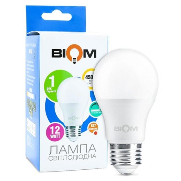 купить купить Светодиодная лампа Biom BT-532 A60 12W E27 4500К switch dimmable матовая  