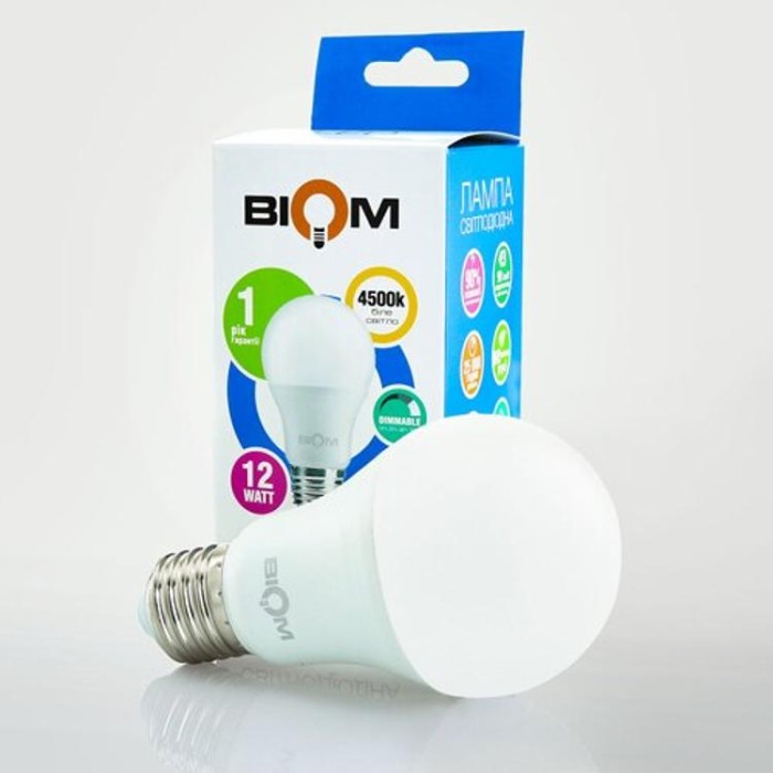 купить купить Светодиодная лампа Biom BT-532 A60 12W E27 4500К switch dimmable матовая  