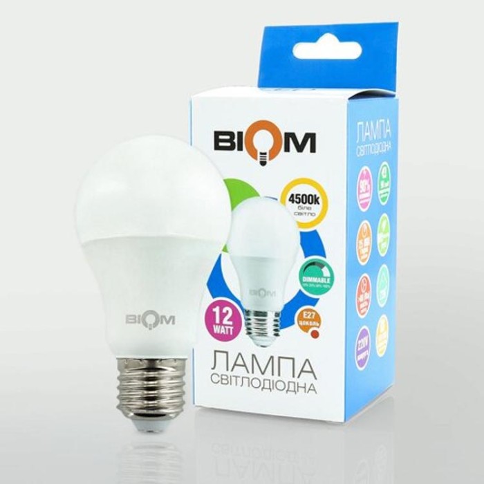 купить купить Светодиодная лампа Biom BT-532 A60 12W E27 4500К switch dimmable матовая  