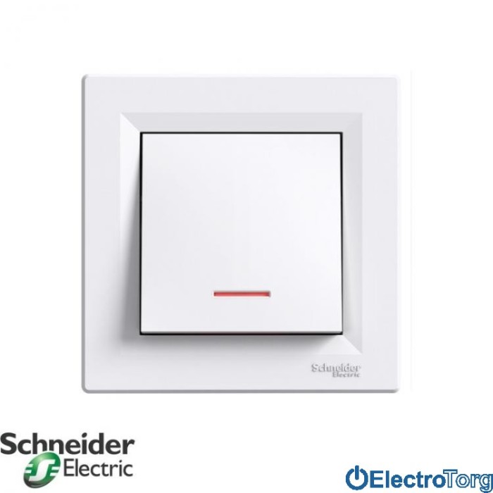Выключатель кнопочный с подсветкой белый Asfora Schneider Electric (Шнайдер Электрик)