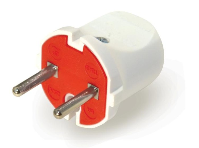 Вилка б/з, 10А, біла, AY-KA, (77 110 00)