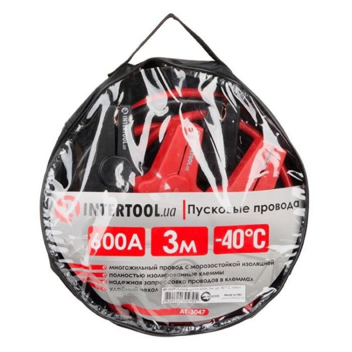 купить купить Пусковые провода 600А, 3м, до -40°C, чехол INTERTOOL AT-3047  