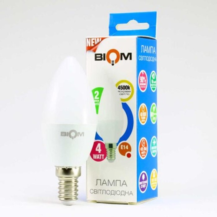 купить купить Светодиодная лампа Biom BT-550 C37 4W E14 4500К матовая  
