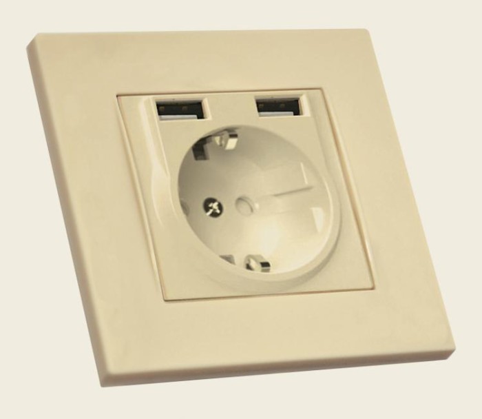 купить купить Розетка з/з, 16А, USB+TYPE-C, 2,4А, зі шторками, RITA, Mutlusan, крем, (2220 629 0202)  