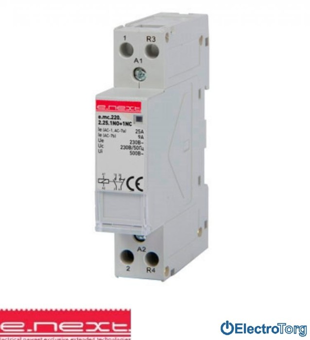 купить купить Модульный контактор e.mc.220.2.25.1NO+1NC, 2р, 25А, 1NO+1NC, 220 В  E.NEXT(Енекст)  