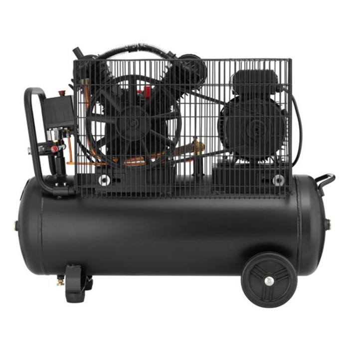 купить купить Компрессор 50 л, 3 кВт, 220 В, 10 атм, 500 л/мин, 2 цилиндра INTERTOOL PT-0016  