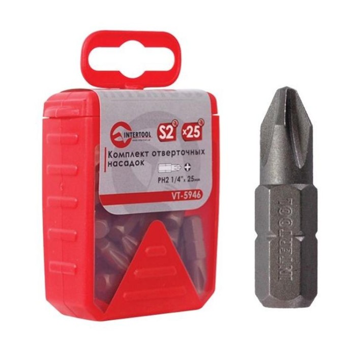 купить купить Комплект отверточных насадок PH2 1/4&quot;x 25 мм - 25 шт. INTERTOOL VT-5946  