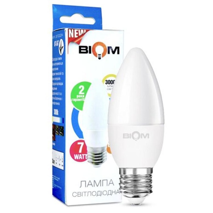 купить купить Светодиодная лампа Biom BT-567 C37 7W E27 3000К матовая  