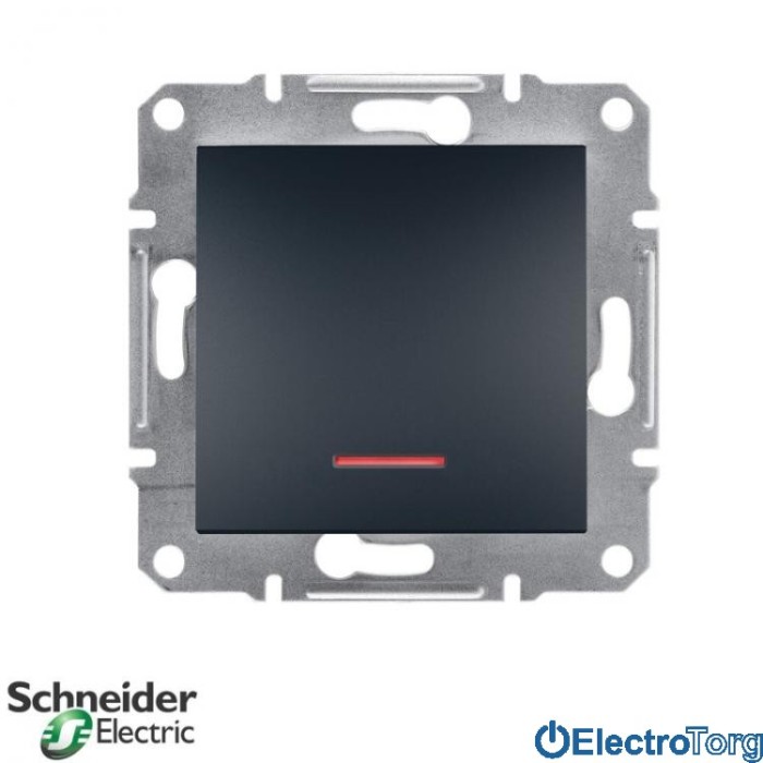 Выключатель одноклавишный с подсветкой антрацит Asfora Schneider Electric (Шнайдер Электрик)