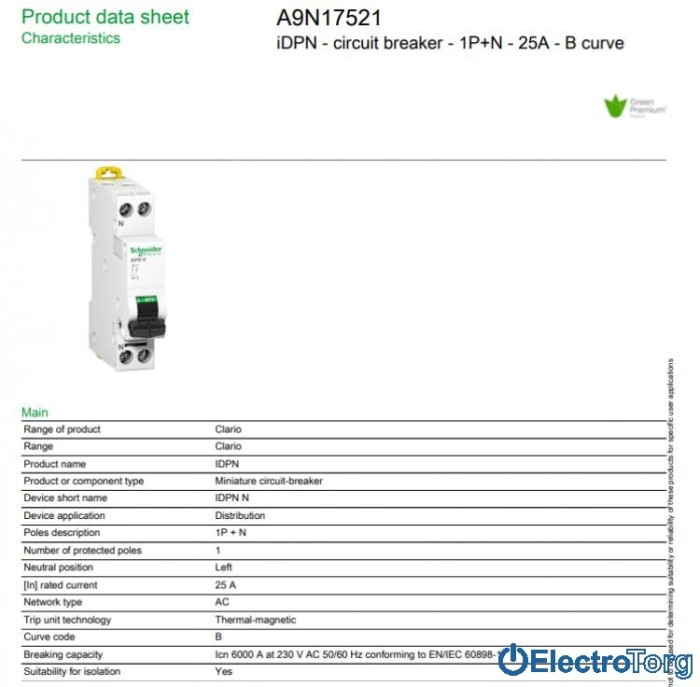 купить купить автоматический выключатель iDPN N 6кА 25A B Schneider Electric  