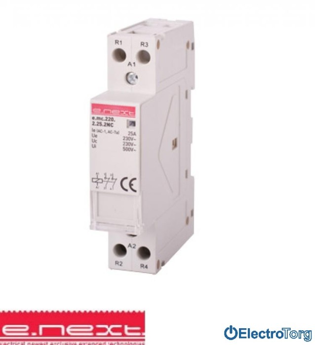 купить купить Модульный контактор e.mc.220.2.25.2NC, 2р, 25А, 2NC, 220В E.NEXT(Енекст)  
