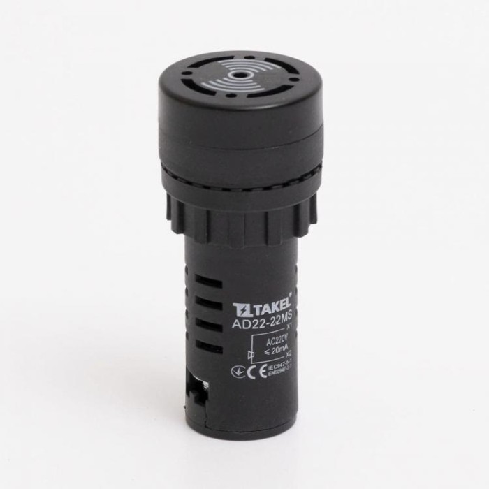 Зумер світлосигнальний AD22-22MS АC/DC 220В, чорний TAKEL