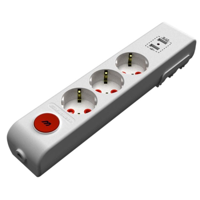 купить купить Колодка с/з, 3 гнезда, 2 гн. USB, со штор., с выключателем, 16А, Ri-tech  