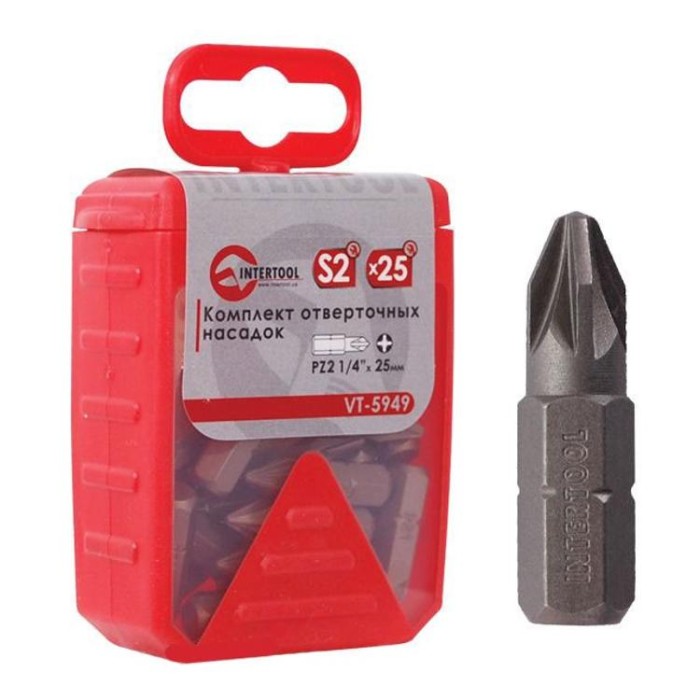 купить купить Комплект отверточных насадок PZ2 1/4&quot;x 25 мм - 25 шт. INTERTOOL VT-5949  