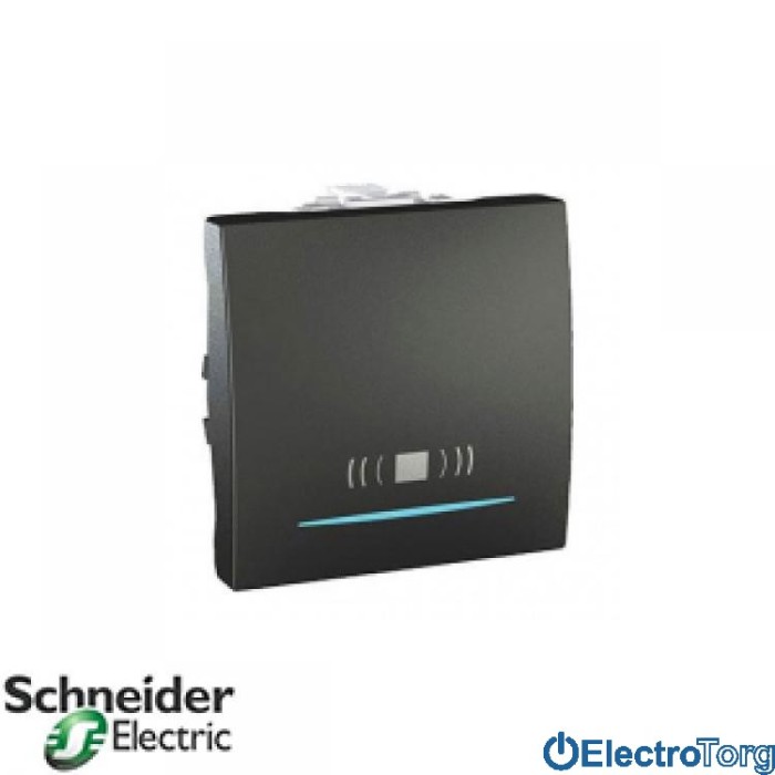 Выключатель кнопочный с символом звонка и подсветкой графитовый Unica Schneider