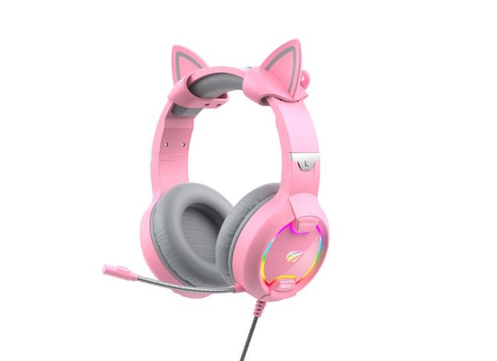 купить купить Ігрові навушники з мікрофоном HAVIT HV-H2233d Cat Pink  