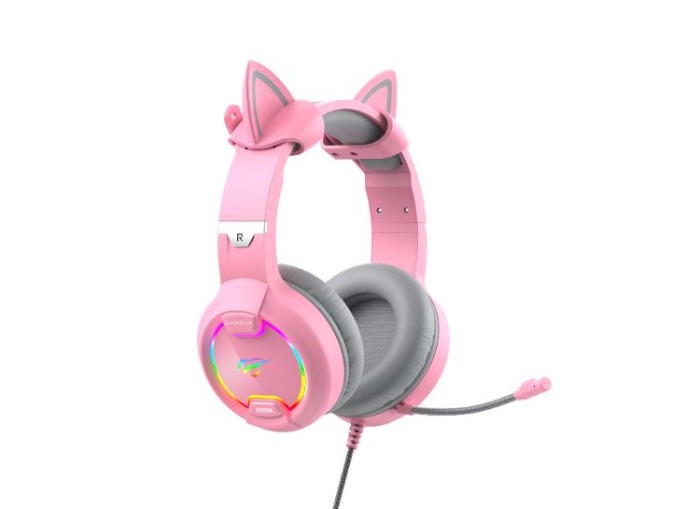 купить купить Ігрові навушники з мікрофоном HAVIT HV-H2233d Cat Pink  