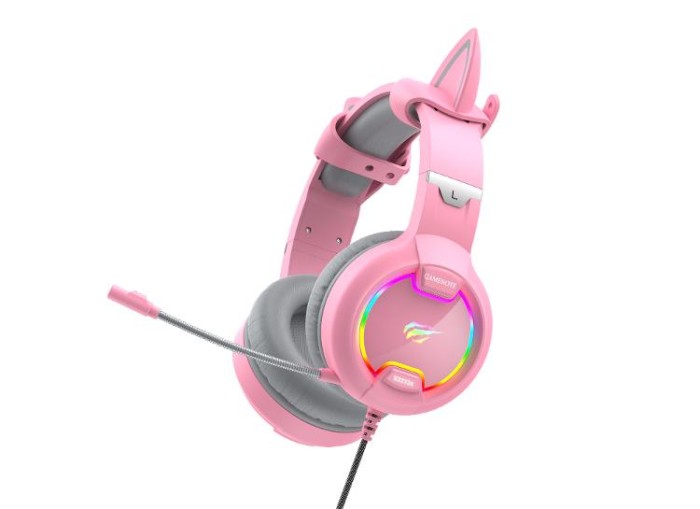 купить купить Ігрові навушники з мікрофоном HAVIT HV-H2233d Cat Pink  