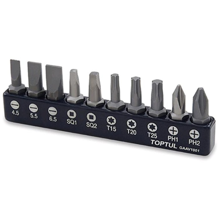 купить купить Набор бит для шуруповерта TOPTUL 1/4&quot; 10ед. (PH,SL,Torx,SQ) GAAV1001  