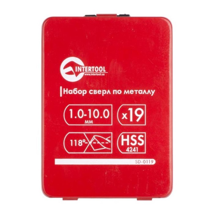 купить купить Набор сверл по металлу HSS 19 шт (1.0-10.0) INTERTOOL SD-0119  