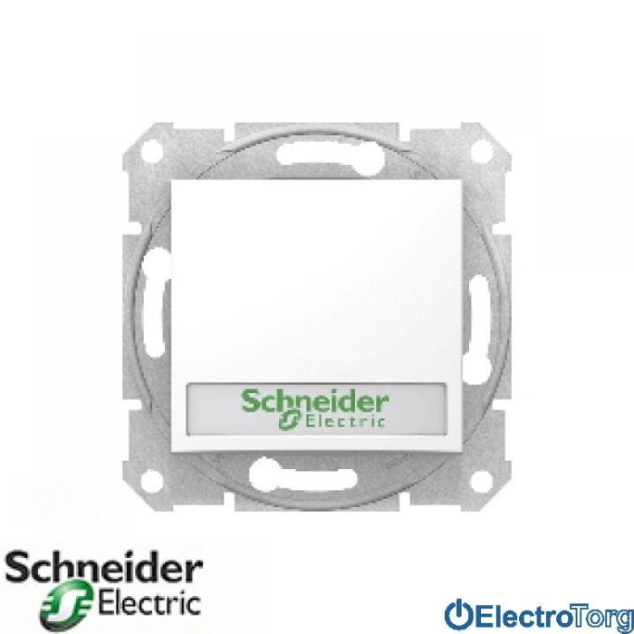 Кнопочный выключатель с надписью с подсветкой белый Sedna Schneider Electric (Шнайдер Электрик)