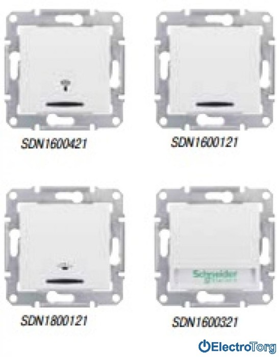 Кнопочный выключатель с надписью с подсветкой белый Sedna Schneider Electric (Шнайдер Электрик)