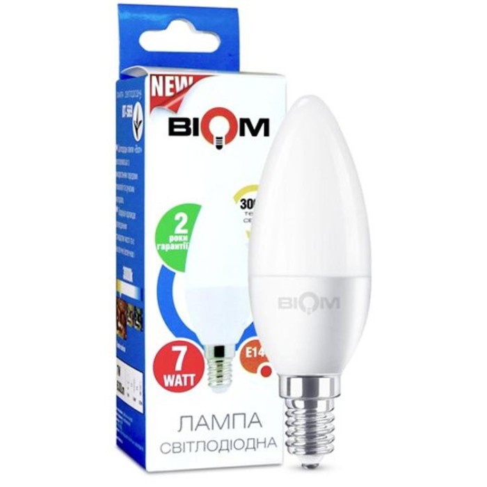 купить купить Светодиодная лампа Biom BT-569 C37 7W E14 3000К матовая  
