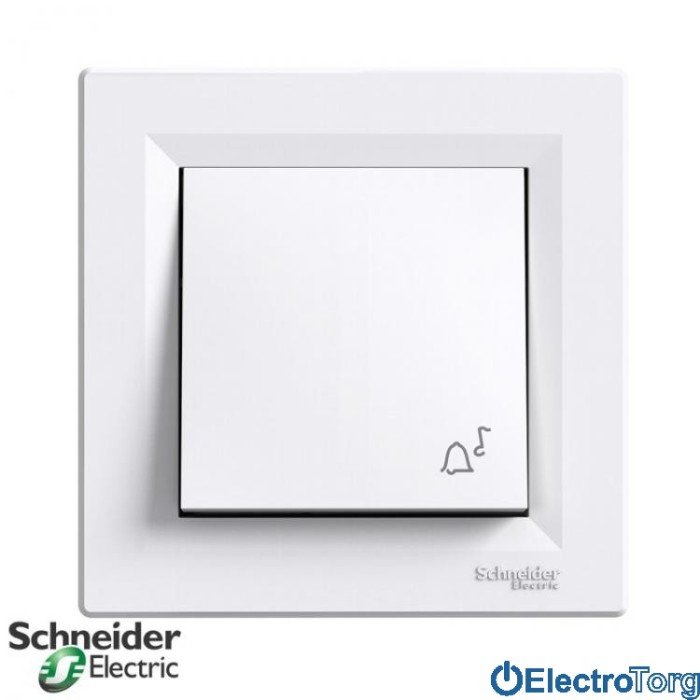 Выключатель кнопочный одноклавишный (символ звонок) белый Asfora Schneider Electric (Шнайдер Электрик)