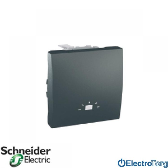 Выключатель кнопочный с символом лампы графитовый Unica Schneider